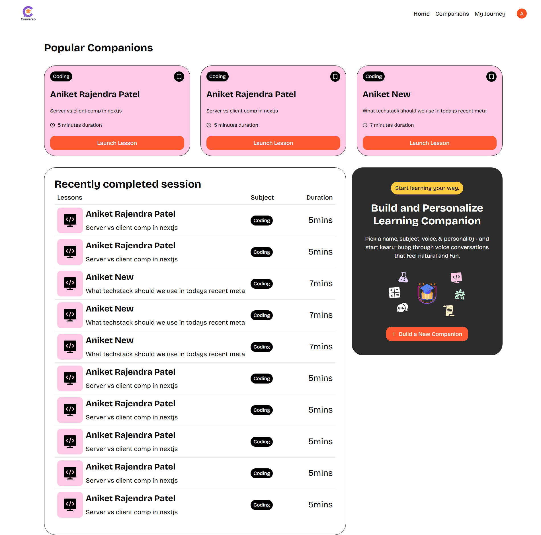 Convorso LMS Mockup